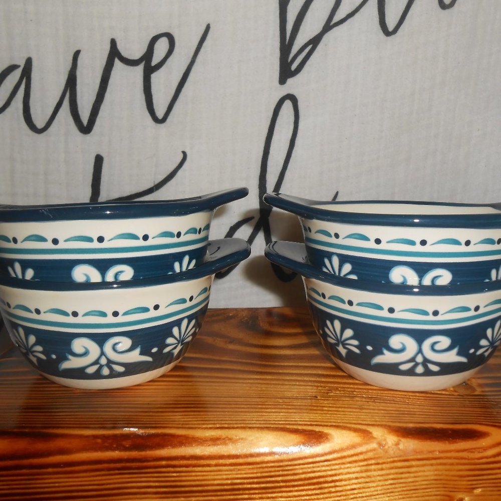 Retired Bobby Flay Marbella Lugged 5.5” Fruit/Desert Bowls Set Of 4 (2 New)